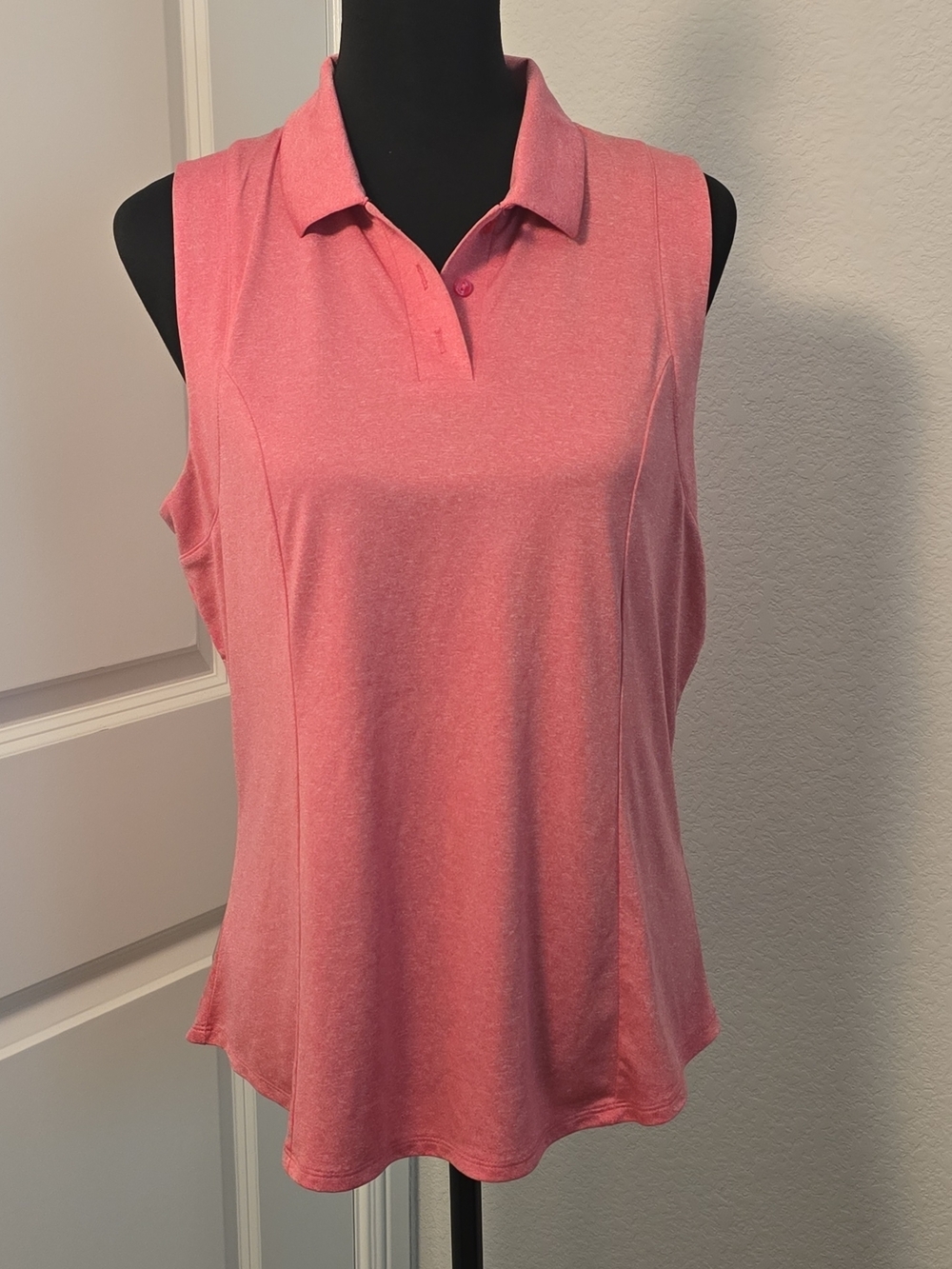 Callaway Sleeveless Polo Tank Top in Coral Pink Heather